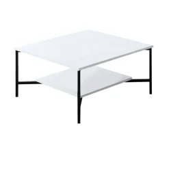 Tavolino da salotto quadrato bianco e nero 80x80x40h cm - Mia