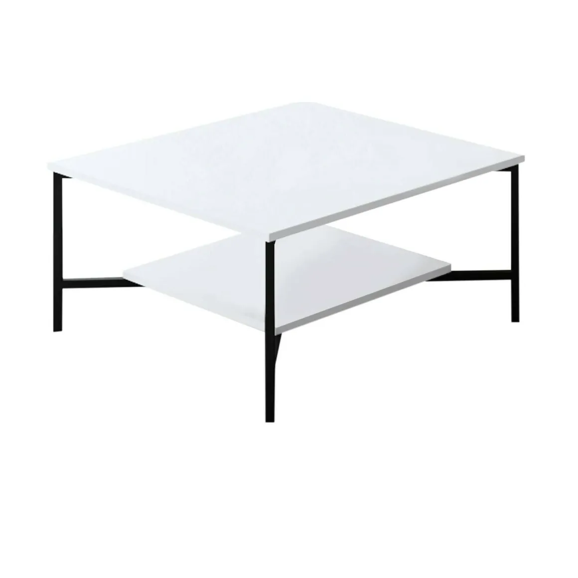 Tavolino da salotto quadrato bianco e nero 80x80x40h cm - Mia