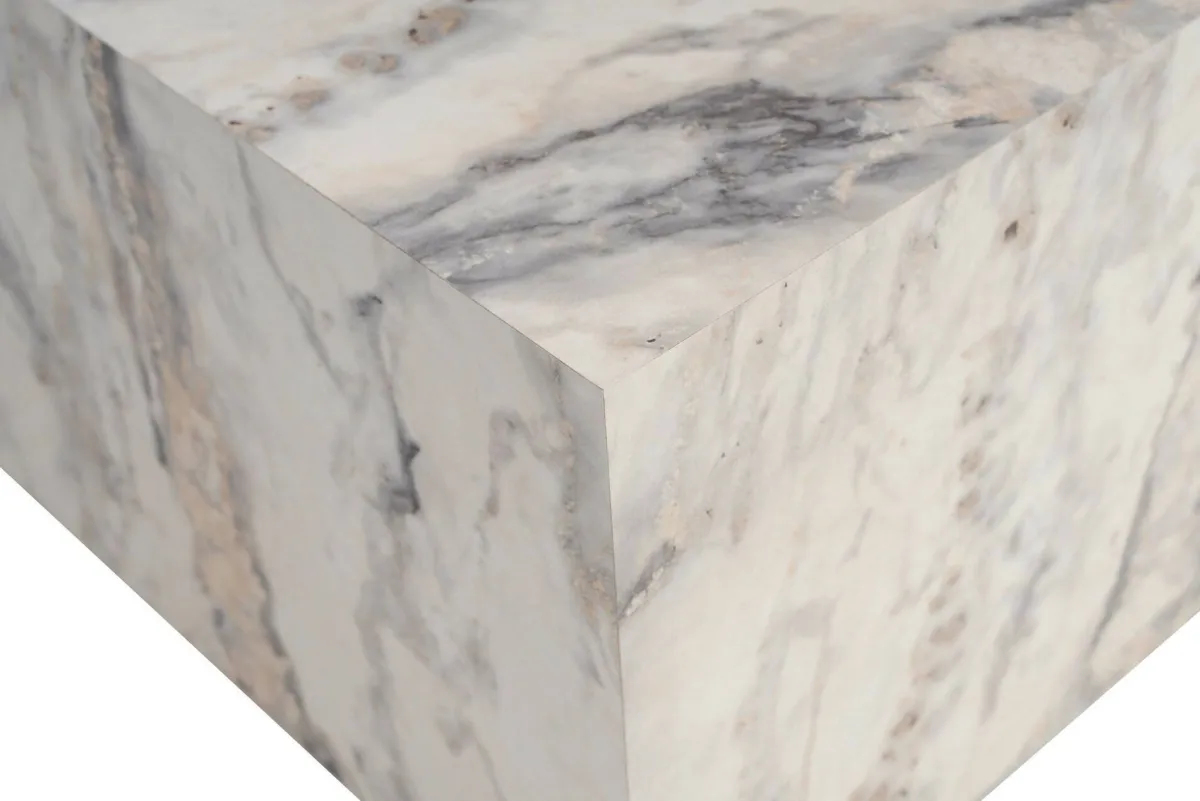 Tavolini Da Salotto > Dmora Tavolino da salotto quadrato marmo 90x90x35h cm - Jesinia Bianco Marmo