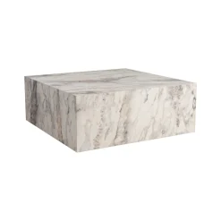 Tavolini Da Salotto > Dmora Tavolino da salotto quadrato marmo 90x90x35h cm - Jesinia Bianco Marmo