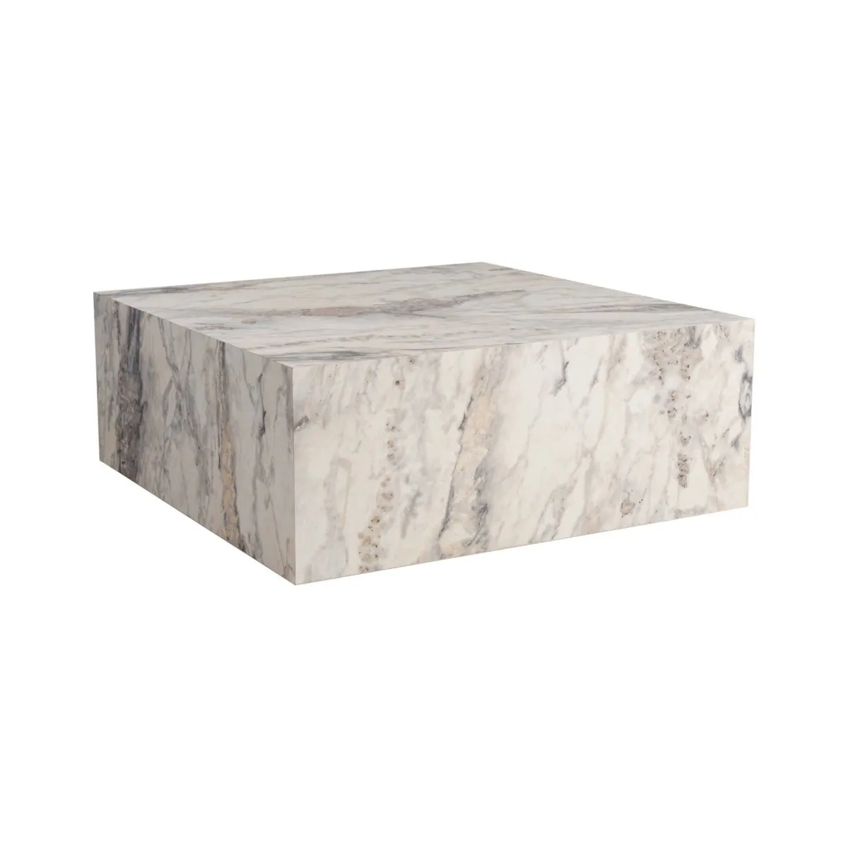 Tavolini Da Salotto > Dmora Tavolino da salotto quadrato marmo 90x90x35h cm - Jesinia Bianco Marmo