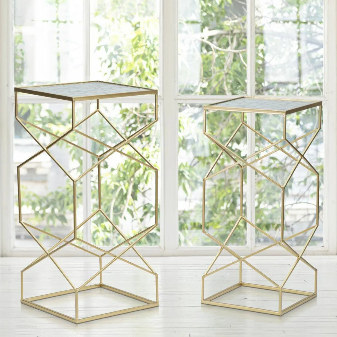 Tavolino da salotto quadrato oro 31x31x68h cm - George