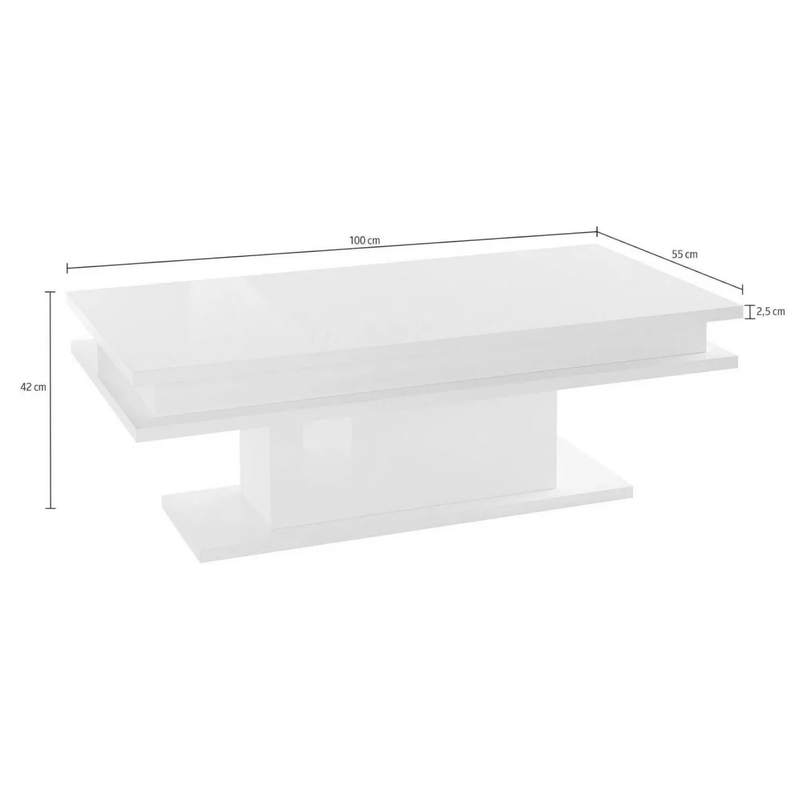 Tavolino da salotto rettangolare acero 100x55x42h cm con LED - Iside