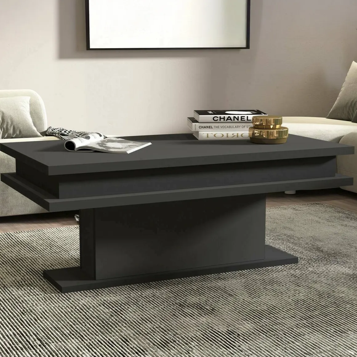 Tavolino da salotto rettangolare antracite 100x55x42h cm - Iside
