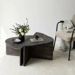 Tavolini Da Salotto > Dmora Tavolino da salotto rettangolare antracite e nero 88x50x38h cm - Tavo Nero, Nero Antracite