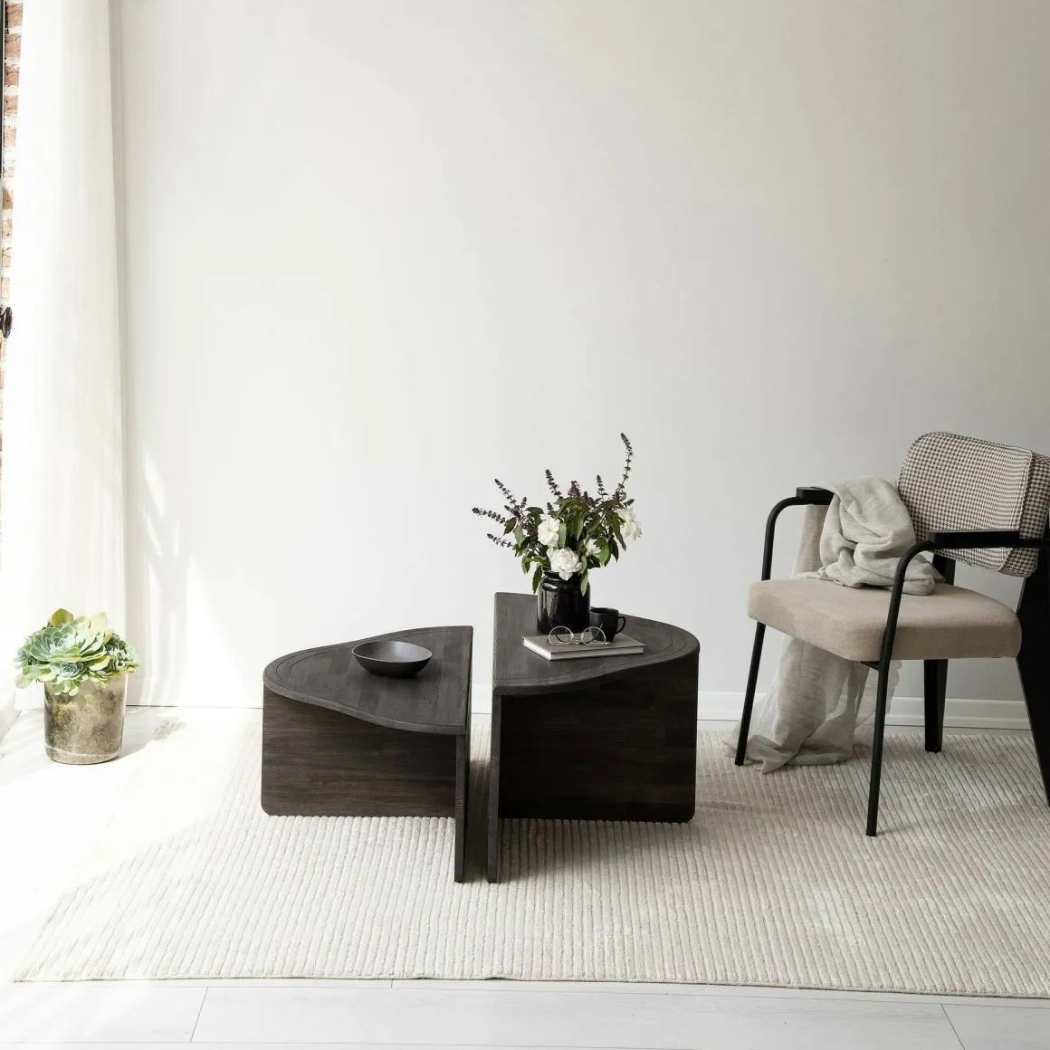 Tavolini Da Salotto > Dmora Tavolino da salotto rettangolare antracite e nero 88x50x38h cm - Tavo Nero, Nero Antracite