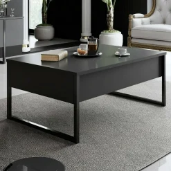 Salotto > Dmora Tavolino da salotto rettangolare ardesia 100x55x42h cm con LED - Iside Grigio Ardesia
