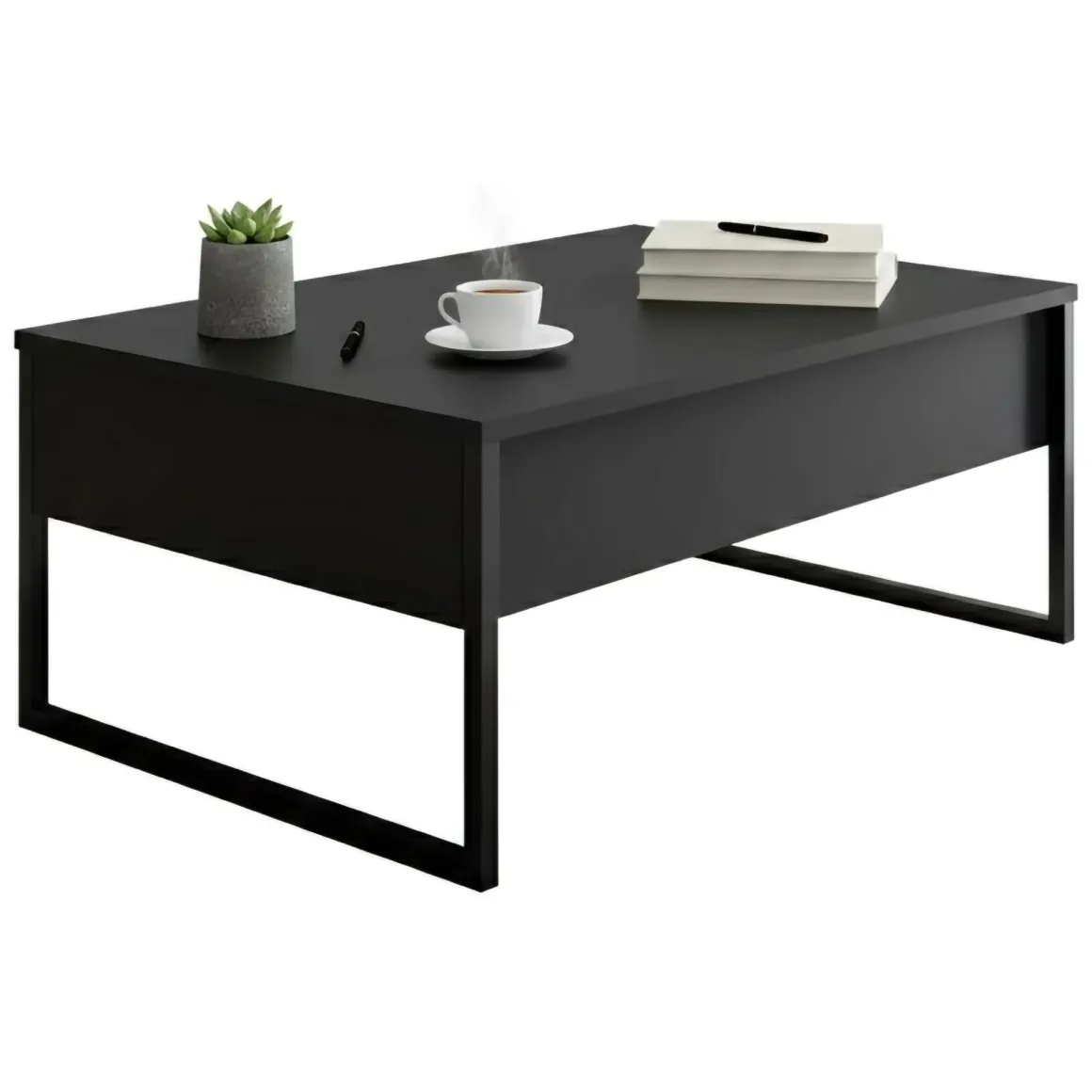 Tavolino da salotto rettangolare antracite e nero 90x60x40h cm - Lavinia