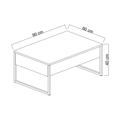 Tavolino da salotto rettangolare antracite e nero 90x60x40h cm - Lavinia