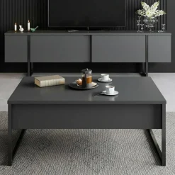 Tavolino da salotto rettangolare antracite e nero 90x60x40h cm - Lavinia
