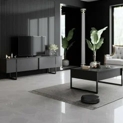 Tavolino da salotto rettangolare antracite e nero 90x60x40h cm - Lavinia