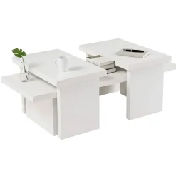 Tavolino da salotto rettangolare bianco 110x45x41h cm - Amarantha