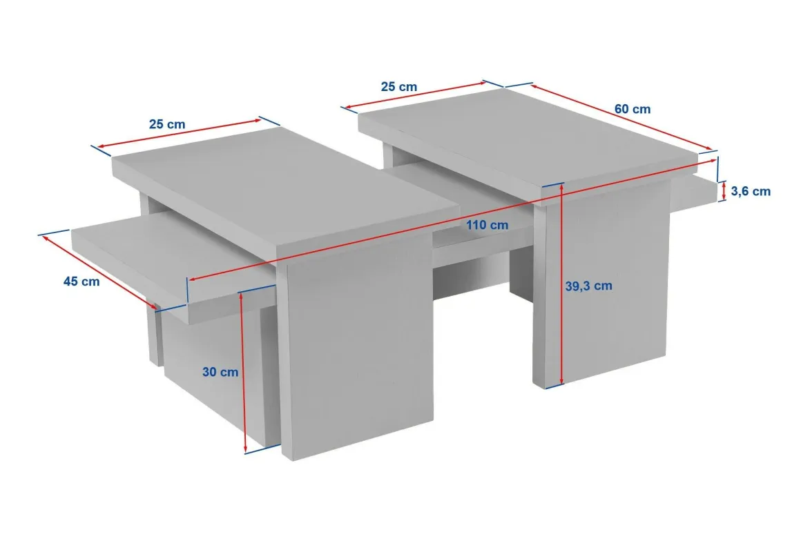 Tavolino da salotto rettangolare bianco 110x45x41h cm - Amarantha