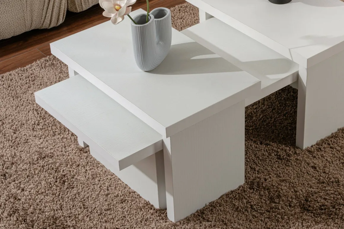 Tavolino da salotto rettangolare bianco 110x45x41h cm - Amarantha