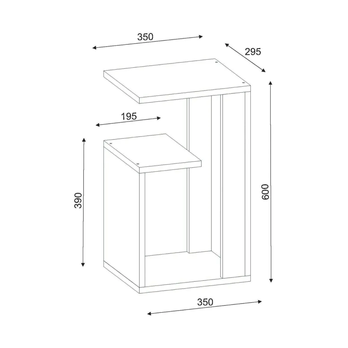 Tavolini Da Salotto > Dmora Tavolino da salotto rettangolare 37x45x60h cm - Muifa Bianco