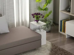 Tavolini Da Salotto > Dmora Tavolino da salotto rettangolare 37x45x60h cm - Muifa Bianco