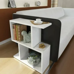 Tavolini Da Salotto|Salotto > Dmora Tavolino da salotto rettangolare bianco e cemento 100x45x50h cm - Almas Grigio, Bianco Cemento