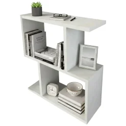 Tavolini Da Salotto|Salotto > Dmora Tavolino da salotto rettangolare bianco e cemento 100x45x50h cm - Almas Grigio, Bianco Cemento