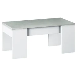 Tavolini Da Salotto|Salotto > Dmora Tavolino da salotto rettangolare bianco e cemento 100x45x50h cm - Almas Grigio, Bianco Cemento