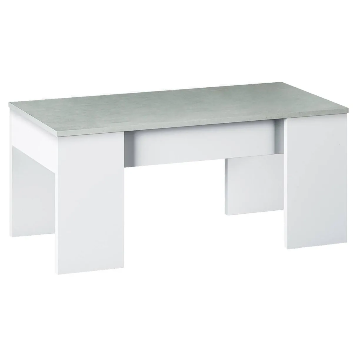 Tavolini Da Salotto|Salotto > Dmora Tavolino da salotto rettangolare bianco e cemento 100x45x50h cm - Almas Grigio, Bianco Cemento
