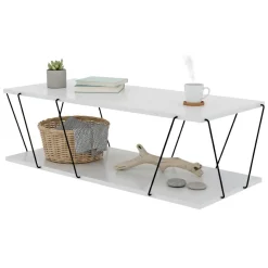 Tavolini Da Salotto|Salotto > Dmora Tavolino da salotto rettangolare bianco e nero 90x60x40h cm - Vespero Nero, Bianco