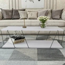 Tavolini Da Salotto|Salotto > Dmora Tavolino da salotto rettangolare bianco e nero 90x60x40h cm - Vespero Nero, Bianco