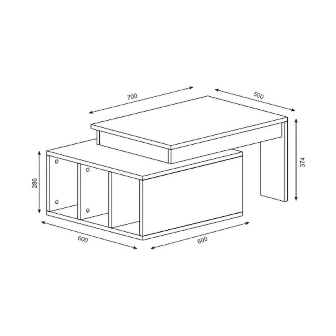 Tavolini Da Salotto > Dmora Tavolino da salotto rettangolare bianco e noce 90x60x42h cm - Langosco Marrone, Bianco Noce
