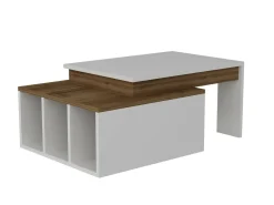 Tavolini Da Salotto > Dmora Tavolino da salotto rettangolare bianco e noce 90x60x42h cm - Langosco Marrone, Bianco Noce