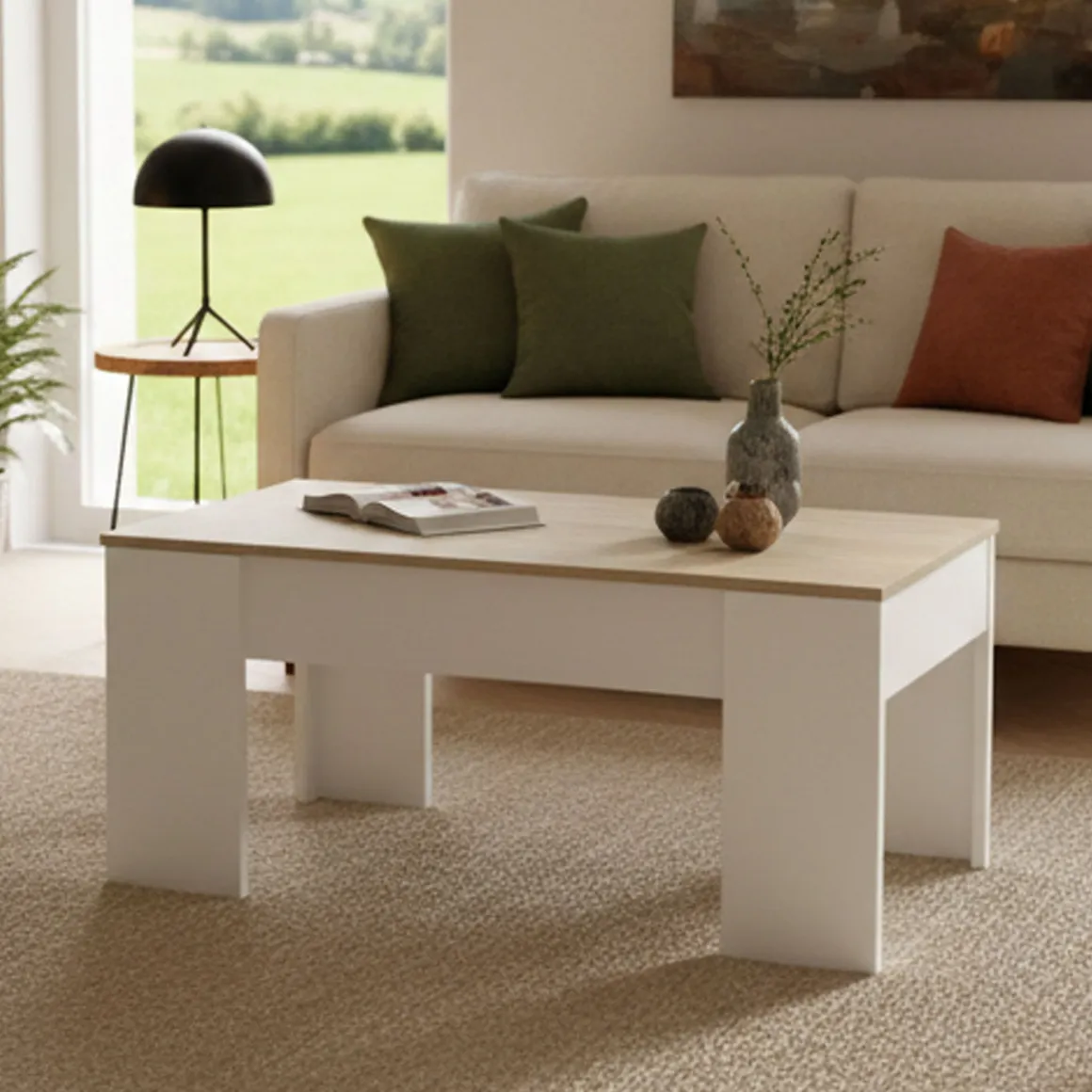 Tavolini Da Salotto|Salotto > Dmora Tavolino da salotto rettangolare 100x43x50h cm - Almo Bianco Lucido