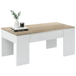 Tavolini Da Salotto|Salotto > Dmora Tavolino da salotto rettangolare 100x43x50h cm - Almo Bianco Lucido