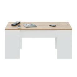 Tavolini Da Salotto|Salotto > Dmora Tavolino da salotto rettangolare 100x43x50h cm - Almo Bianco Lucido