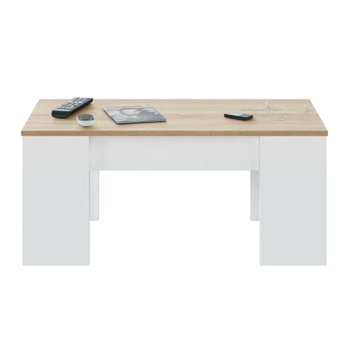 Tavolini Da Salotto|Salotto > Dmora Tavolino da salotto rettangolare 100x43x50h cm - Almo Bianco Lucido