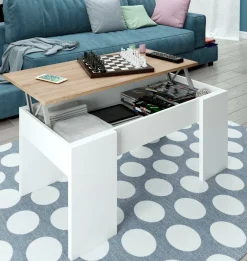 Tavolini Da Salotto|Salotto > Dmora Tavolino da salotto rettangolare 100x43x50h cm - Almo Bianco Lucido