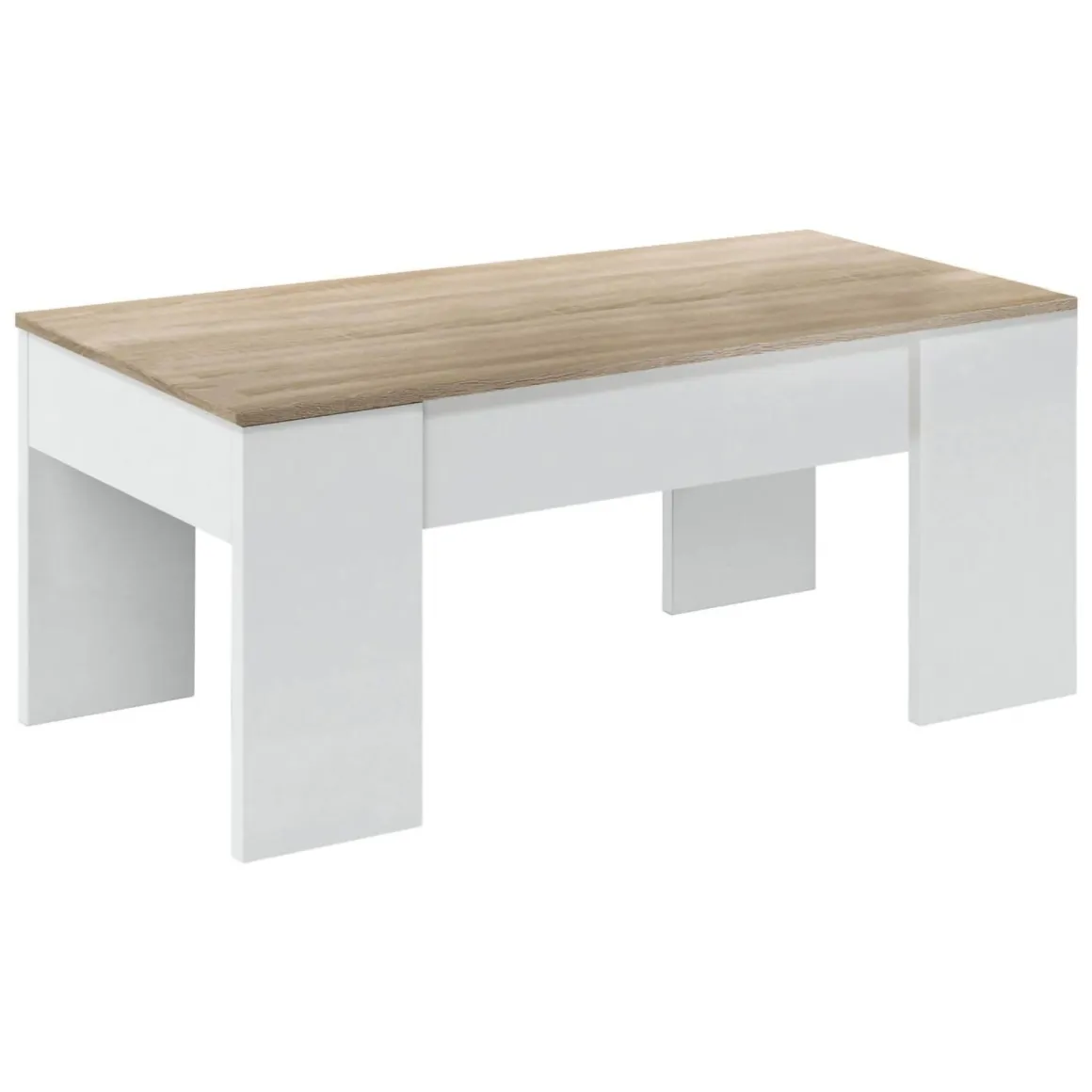 Tavolini Da Salotto|Salotto > Dmora Tavolino da salotto rettangolare 100x43x50h cm - Almo Bianco Lucido