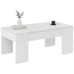 Tavolini Da Salotto|Salotto > Dmora Tavolino da salotto rettangolare 100x55x42h cm facile da pulire - Aboronzi Bianco Lucido
