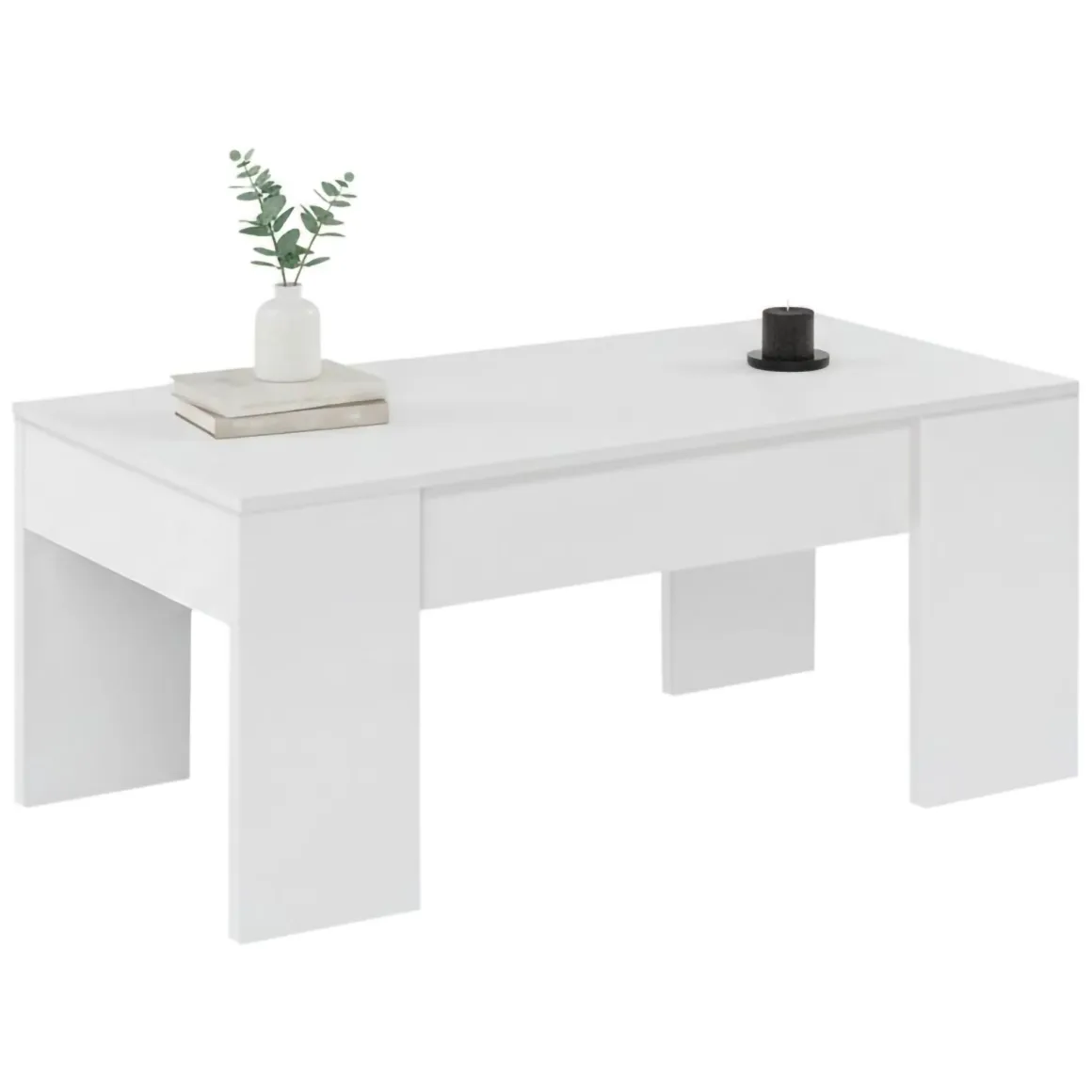 Tavolini Da Salotto|Salotto > Dmora Tavolino da salotto rettangolare 100x55x42h cm facile da pulire - Aboronzi Bianco Lucido