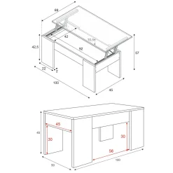 Tavolini Da Salotto|Salotto > Dmora Tavolino da salotto rettangolare 100x55x42h cm facile da pulire - Aboronzi Bianco Lucido