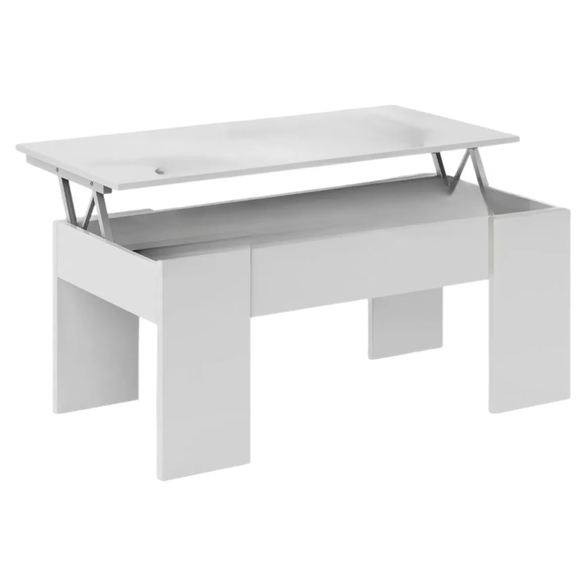 Tavolini Da Salotto|Salotto > Dmora Tavolino da salotto rettangolare 100x55x42h cm facile da pulire - Aboronzi Bianco Lucido