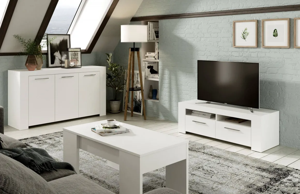 Tavolini Da Salotto|Salotto > Dmora Tavolino da salotto rettangolare 100x55x42h cm facile da pulire - Aboronzi Bianco Lucido