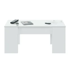 Tavolini Da Salotto|Salotto > Dmora Tavolino da salotto rettangolare 100x55x42h cm facile da pulire - Aboronzi Bianco Lucido