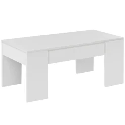 Tavolino da salotto rettangolare bianco lucido 100x45x50h cm - Almas