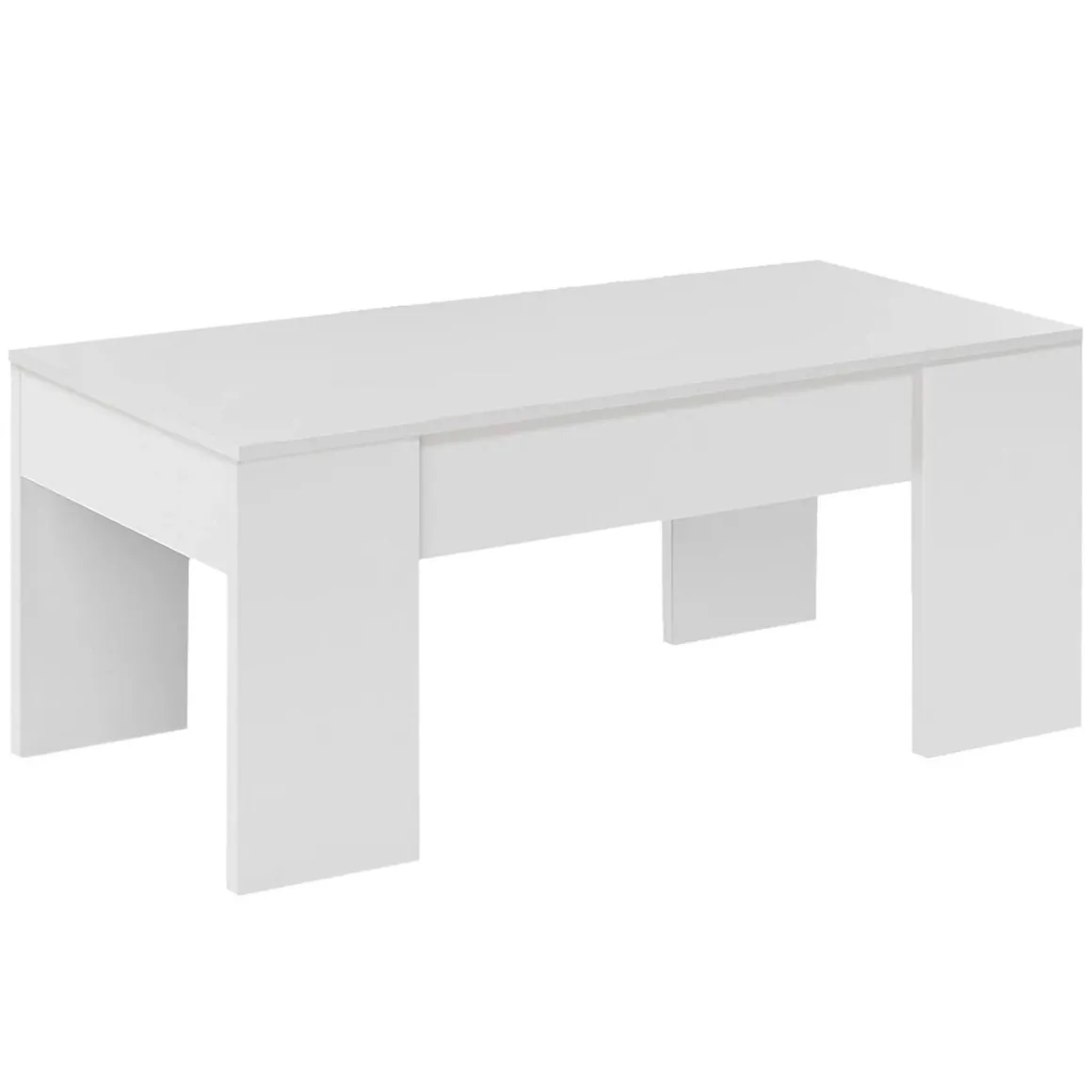 Tavolino da salotto rettangolare bianco lucido 100x45x50h cm - Almas