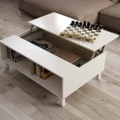 Tavolini Da Salotto|Salotto > Dmora Tavolino da salotto rettangolare bianco marmo e oro 100x60x40h cm - Franca Oro, Bianco Marmo