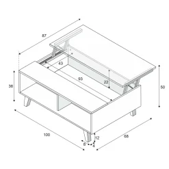 Tavolini Da Salotto|Salotto > Dmora Tavolino da salotto rettangolare bianco marmo e oro 100x60x40h cm - Franca Oro, Bianco Marmo