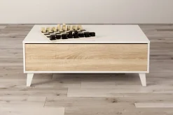 Tavolini Da Salotto|Salotto > Dmora Tavolino da salotto rettangolare bianco marmo e oro 100x60x40h cm - Franca Oro, Bianco Marmo