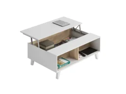 Tavolini Da Salotto|Salotto > Dmora Tavolino da salotto rettangolare bianco marmo e oro 100x60x40h cm - Franca Oro, Bianco Marmo