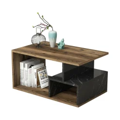 Tavolino da salotto rettangolare marrone e grigio 90x42x54h cm - Calvera