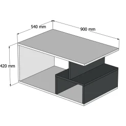 Tavolino da salotto rettangolare marrone e grigio 90x42x54h cm - Calvera