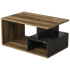 Tavolino da salotto rettangolare marrone e grigio 90x42x54h cm - Calvera