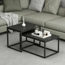 Tavolino da salotto rettangolare nero 72x37x45h cm - Liro